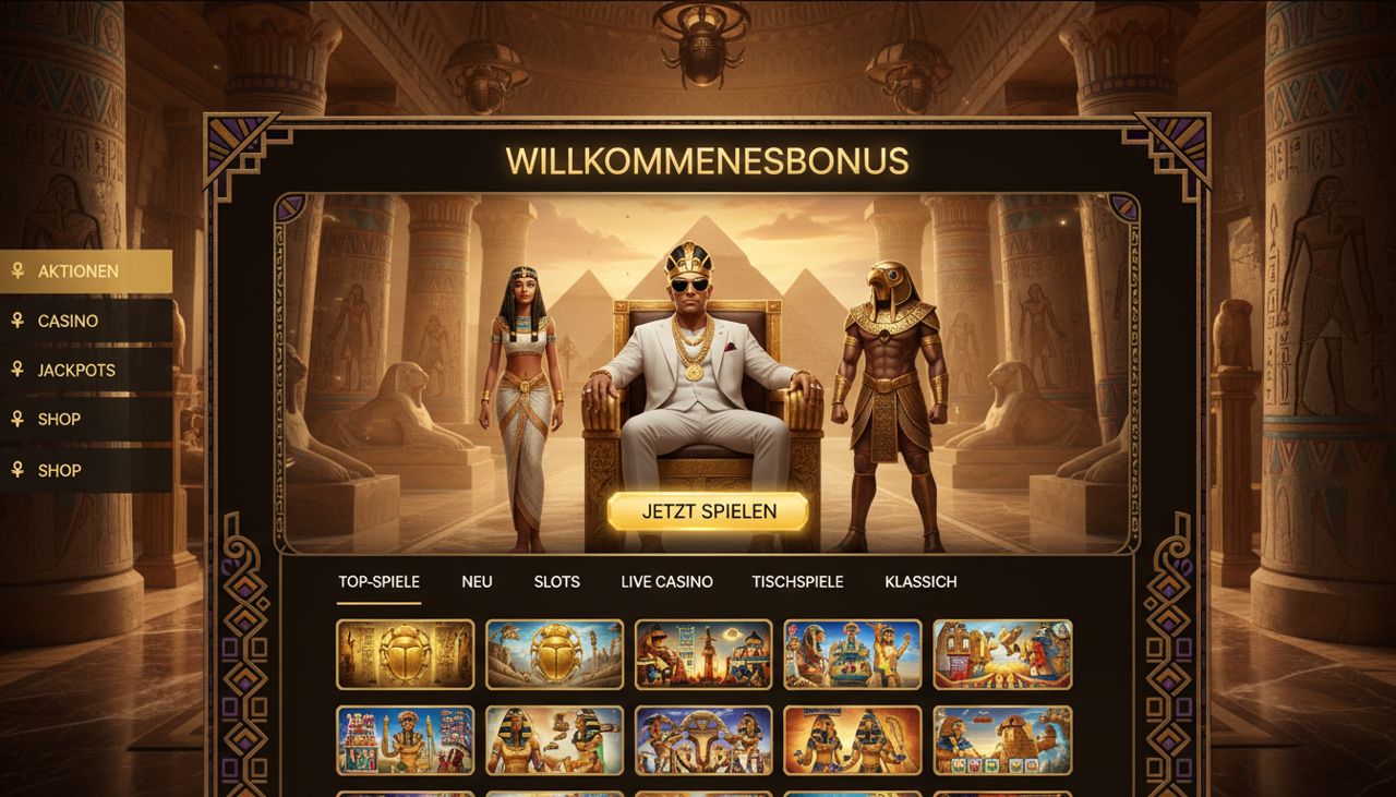 Screenshot der Casino-Lobby von Realz mit Spielkategorien und Willkommensbonus